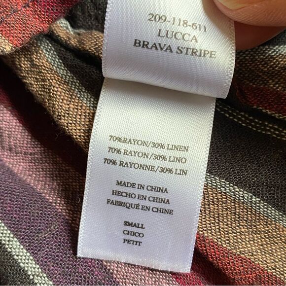 Rails Lucca Mini Dress Women's Sz S Linen Blend Striped Smocked V-Neck Coquette - Picture 16 of 16